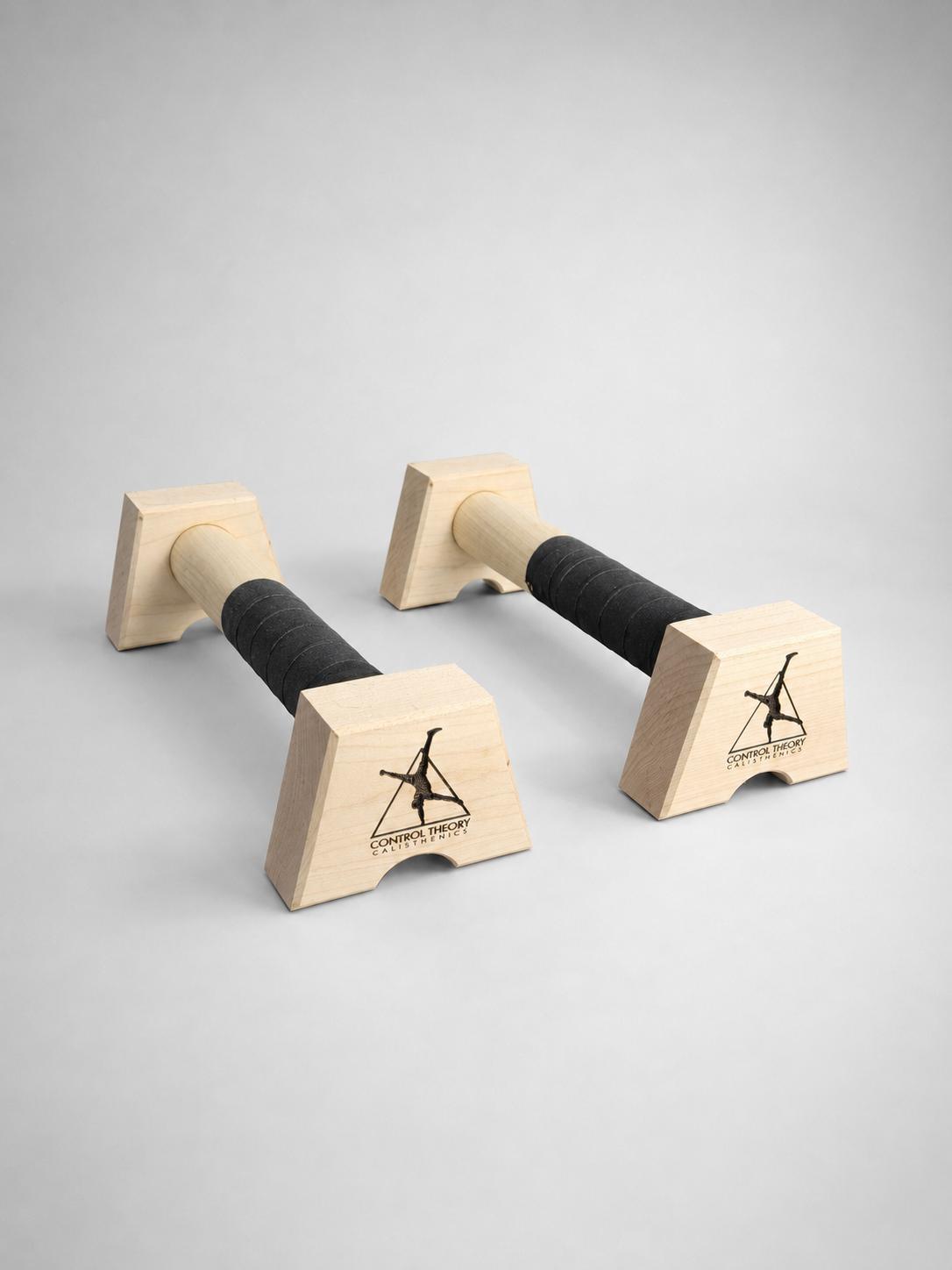 Control Theory Calisthenics magnetic interlocking wooden parallettes, pair, studio shot on neutral background